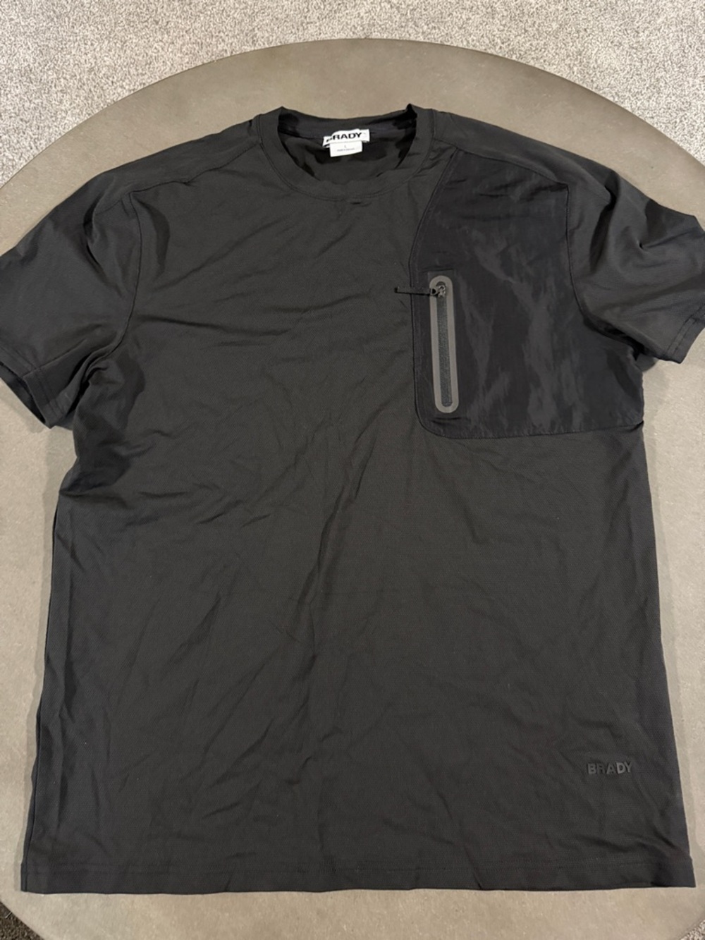 Brady Men's Black Short Sleeve Crew with Zip Chest Pocket